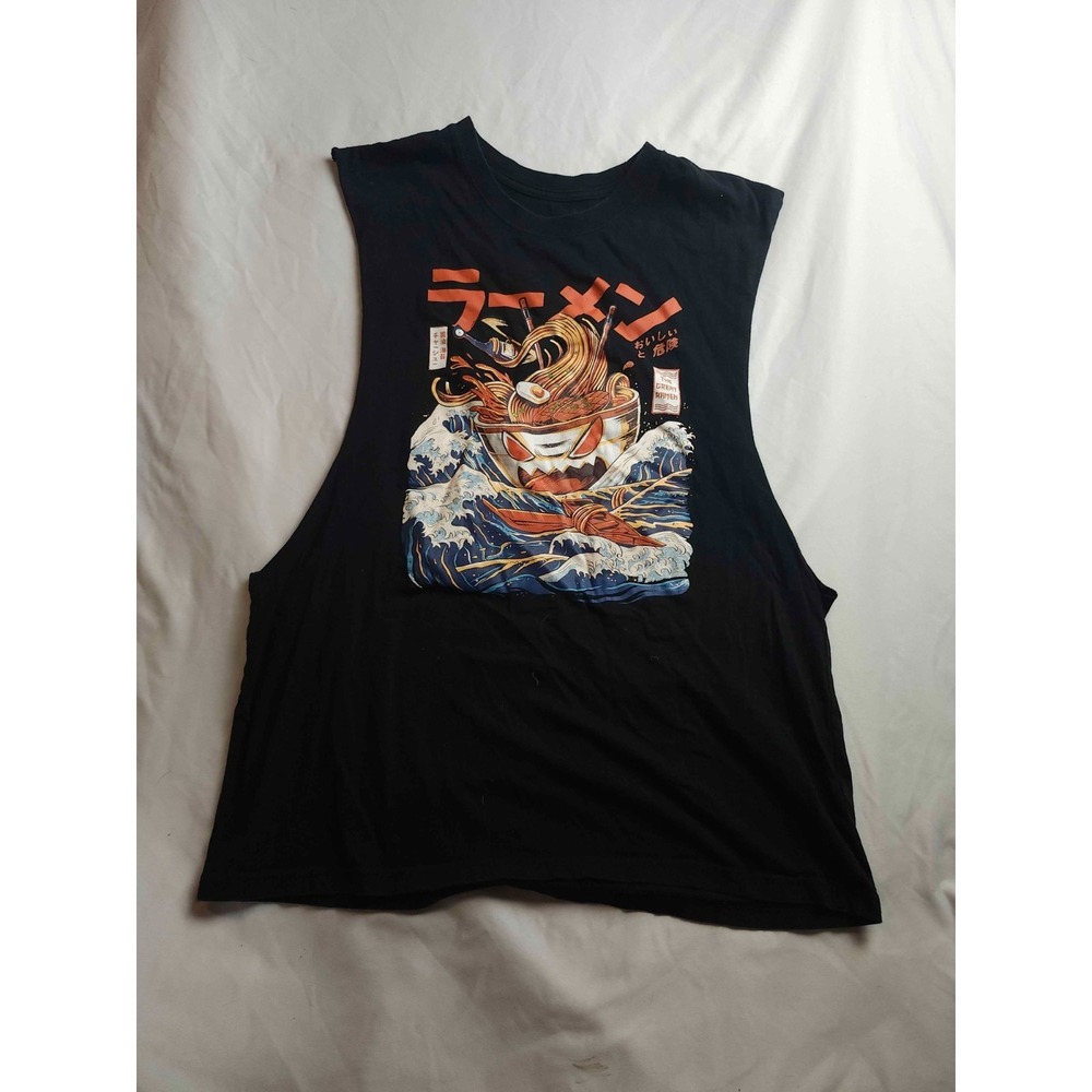 Great Ramen Attack‎ Muscle Tank Top Mens M Black Graphic Black Matter Festival
